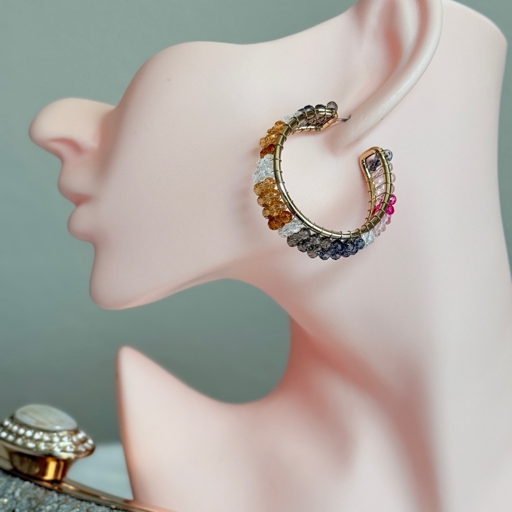 ⚜️ Elegant Multicolor Hoop Earrings - Picture 3 of 12